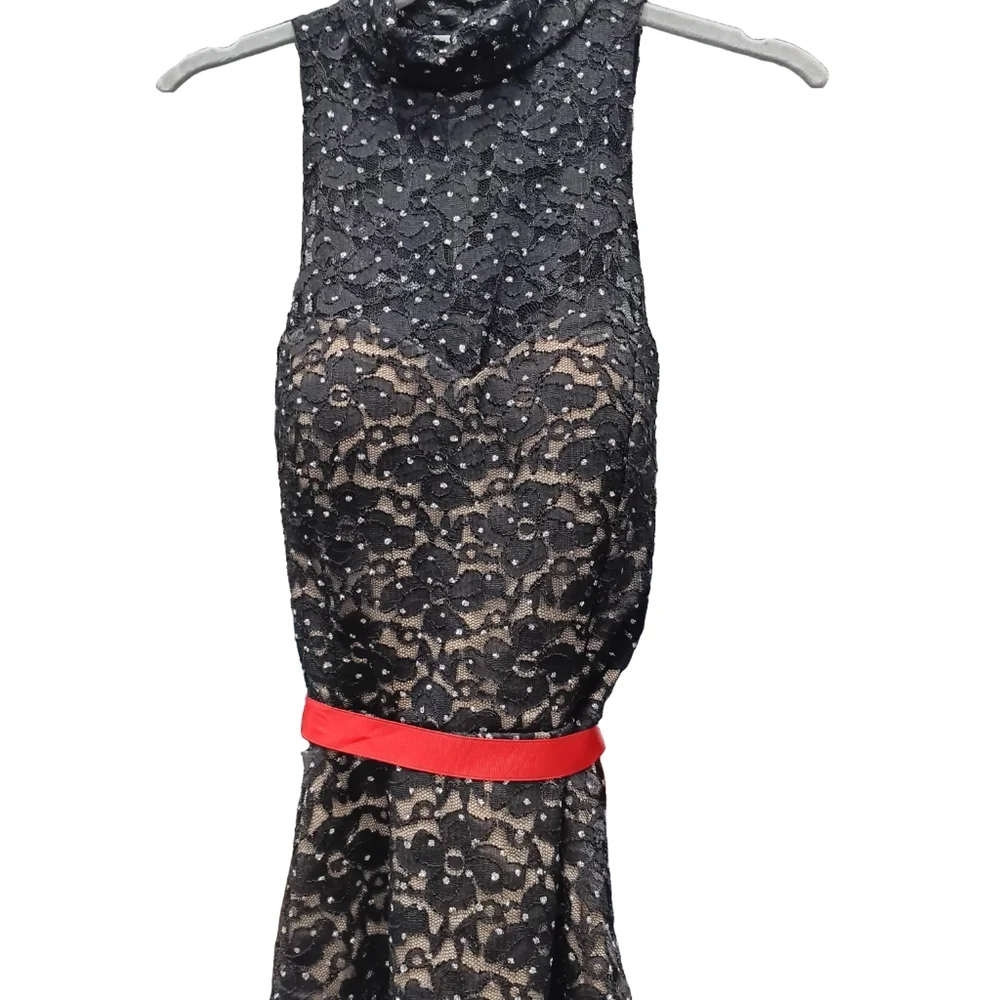 NWT Janice Black Lace and Rhinestone High Neck Tank - Picture 2 of 4